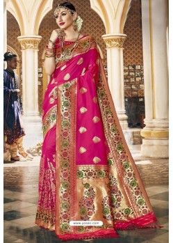 Rani Traditional Party Wear Embroidered Silk Sari