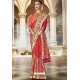 Rust Traditional Party Wear Embroidered Silk Sari