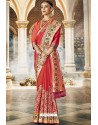 Rust Traditional Party Wear Embroidered Silk Sari