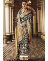 Grey Traditional Party Wear Embroidered Silk Sari