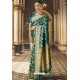 Teal Traditional Party Wear Embroidered Silk Sari