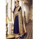 Navy Blue Traditional Party Wear Embroidered Silk Sari