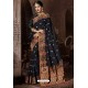 Carbon Traditional Party Wear Embroidered Silk Sari