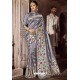 Silver Traditional Party Wear Embroidered Silk Sari