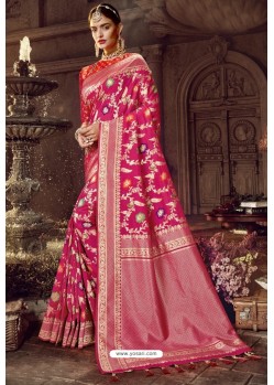 Rani Traditional Party Wear Embroidered Silk Sari