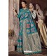 Blue Traditional Party Wear Embroidered Silk Sari