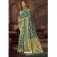 Dark Green Traditional Party Wear Embroidered Silk Sari