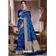 Royal Blue Traditional Party Wear Embroidered Silk Sari