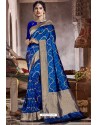 Royal Blue Traditional Party Wear Embroidered Silk Sari