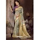 Grayish Green Traditional Party Wear Embroidered Silk Sari