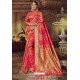 Dark Peach Traditional Party Wear Embroidered Silk Sari