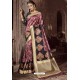 Deep Wine Traditional Party Wear Embroidered Silk Sari