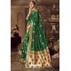 Forest Green Traditional Party Wear Embroidered Silk Sari