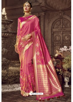 Rani Traditional Party Wear Embroidered Silk Sari