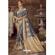 Grey Traditional Party Wear Embroidered Silk Sari