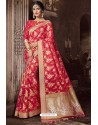 Dark Peach Traditional Party Wear Embroidered Silk Sari