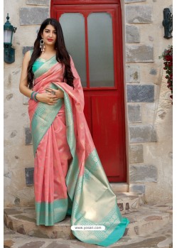 Pink Designer Party Wear Banarasi Silk Sari