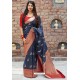 Teal Blue Designer Party Wear Banarasi Silk Sari