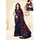 Navy Blue Party Wear Printed Imported Fabric Sari