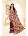 Brown Party Wear Printed Imported Fabric Sari
