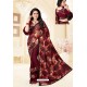 Maroon Party Wear Printed Imported Fabric Sari