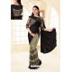 Black Party Wear Printed Imported Fabric Sari