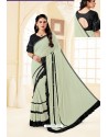 Olive Green Party Wear Printed Imported Fabric Sari