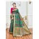 Dark Green Party Wear Embroidered Soft Silk Sari