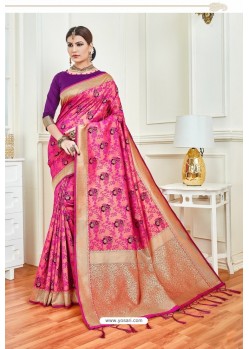 Rani Party Wear Embroidered Soft Silk Sari