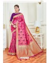 Rani Party Wear Embroidered Soft Silk Sari