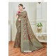 Taupe Party Wear Embroidered Soft Silk Sari