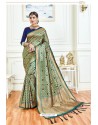 Jade Green Party Wear Embroidered Soft Silk Sari