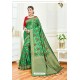 Forest Green Party Wear Embroidered Soft Silk Sari