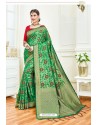 Forest Green Party Wear Embroidered Soft Silk Sari