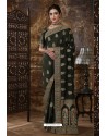 Mehendi Party Wear Heavy Embroidered Silk Sari