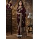 Deep Scarlet Party Wear Heavy Embroidered Silk Sari