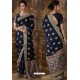 Navy Blue Party Wear Heavy Embroidered Silk Sari