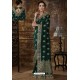 Dark Green Party Wear Heavy Embroidered Silk Sari