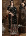 Black Party Wear Heavy Embroidered Silk Sari