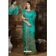 Jade Green Party Wear Heavy Embroidered Silk Sari