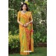 Yellow Party Wear Printed Banarasi Silk Sari