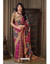 Multi Colour Party Wear Printed Banarasi Silk Sari