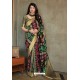 Carbon Party Wear Printed Banarasi Silk Sari