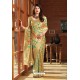 Gold Party Wear Printed Banarasi Silk Sari