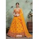 Orange Heavy Embroidered Soft Net Wedding Lehenga Choli