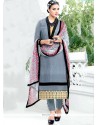 Delightful Grey Zari Work Salwar Suit