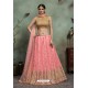 Pink Heavy Embroidered Soft Net Wedding Lehenga Choli