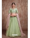 Green Heavy Embroidered Soft Net Wedding Lehenga Choli