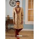 Camel Readymade Heavy Embroidered Indowestern Sherwani For Men