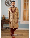 Camel Readymade Heavy Embroidered Indowestern Sherwani For Men